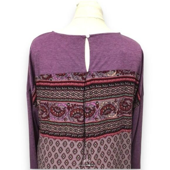 Weekend Suzanne Betro Women’s 3/4 Sleeve Floral Tunic, Purple, size XL - Picture 4 of 6